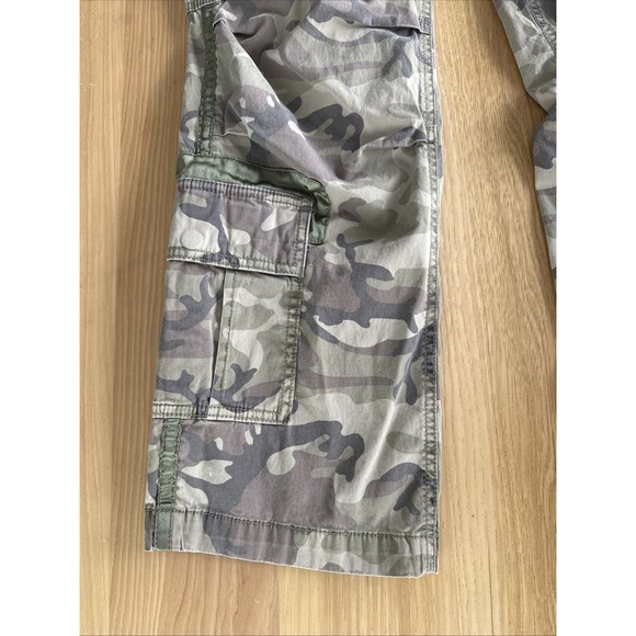 VTG Abercrombie & Fitch Pants Womens 25/0 Green Cargo Camo Paratrooper Y2K Baggy - Picture 5 of 13
